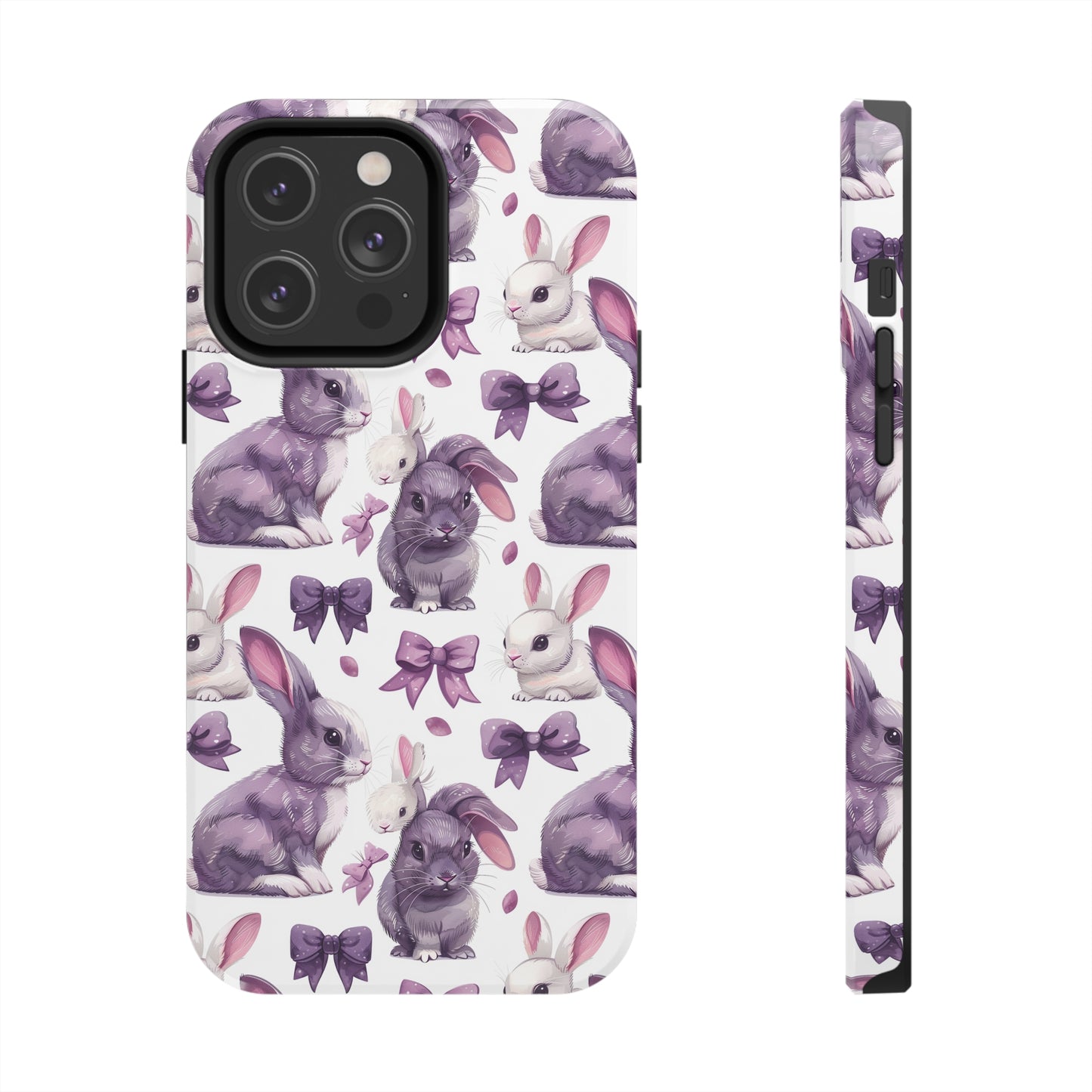 Bunnies and Bows Phone Case for iPhone - Lightweight, Impact Resistant, Wireless Charging Compatible