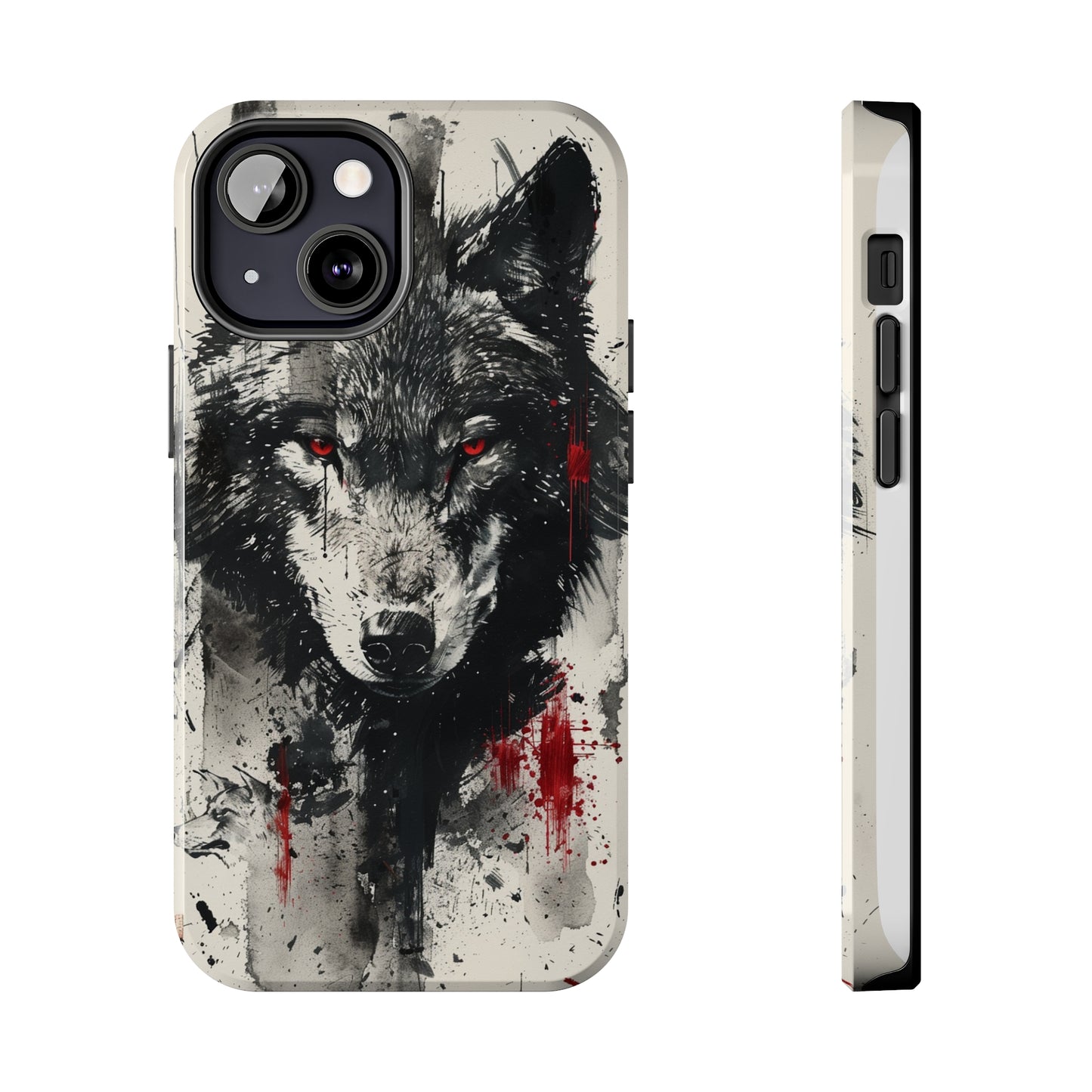 Asemic Writing Style Wolf Phone Case for iPhone - Lightweight, Impact Resistant, Wireless Charging Compatible