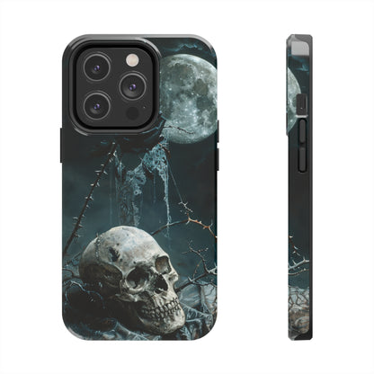 Gothic Skull and Black Rose Phone Case for iPhone - Lightweight, Impact Resistant, Wireless Charging Compatible