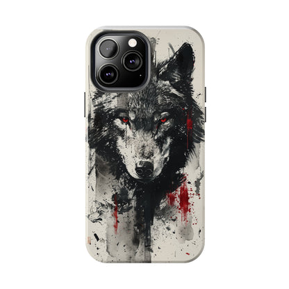 Asemic Writing Style Wolf Phone Case for iPhone - Lightweight, Impact Resistant, Wireless Charging Compatible