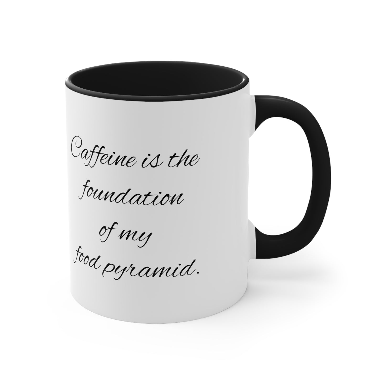 Funny Coffee Mug, 11oz - Caffeine is the foundation of my food pyramid!