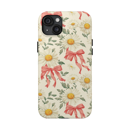 Daisies and Bows Phone Case for iPhone - Lightweight, Impact Resistant, Wireless Charging Compatible