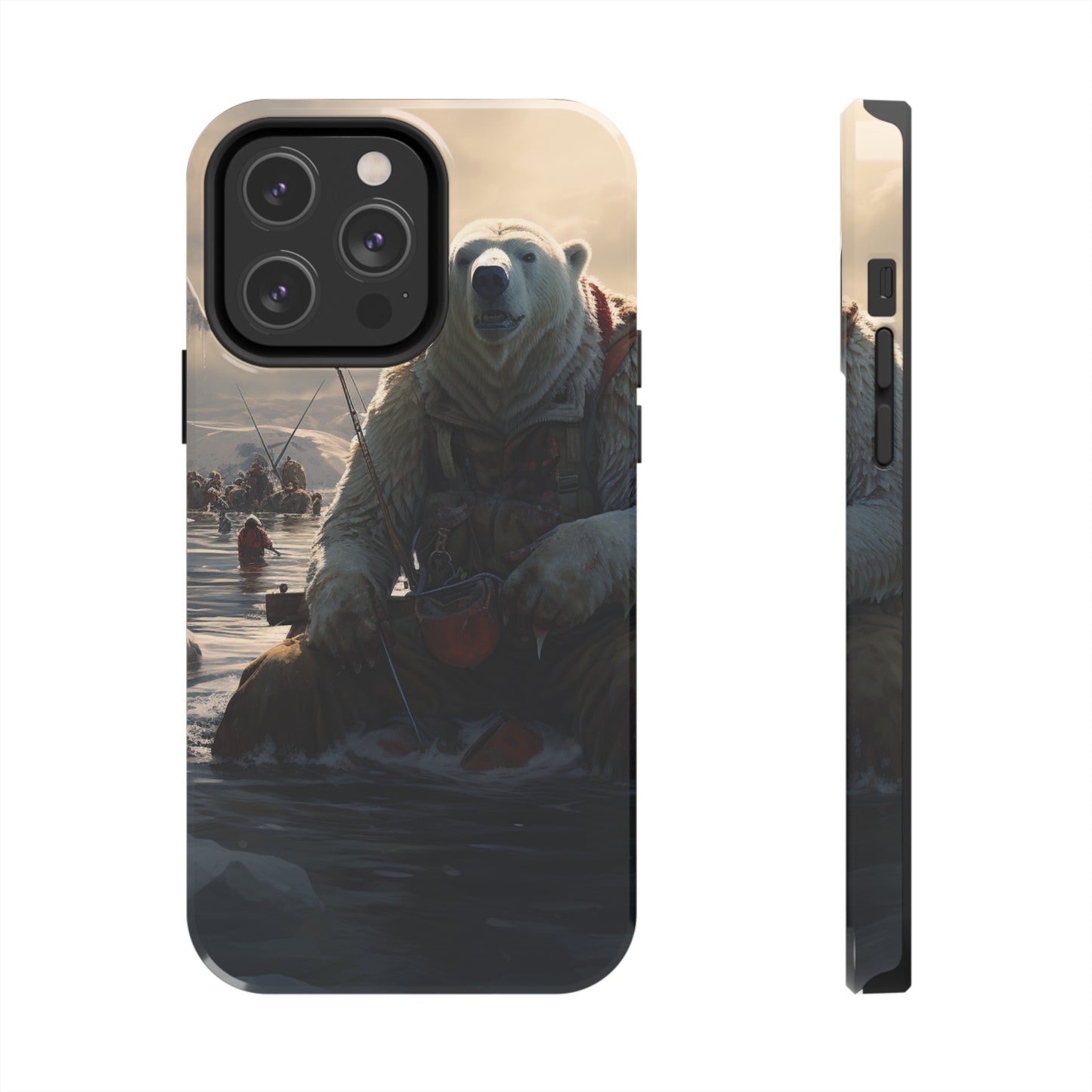 Fishing Polar Bear Phone Case for iPhone - Lightweight, Impact Resistant, Wireless Charging Compatible