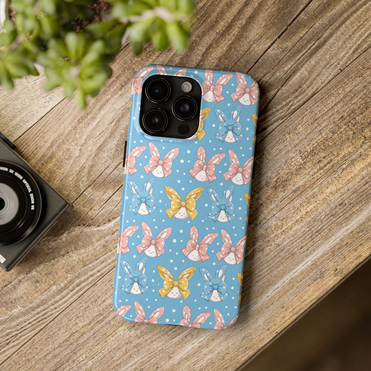 Bunnies and Bows Phone Case for iPhone - Lightweight, Impact Resistant, Wireless Charging Compatible