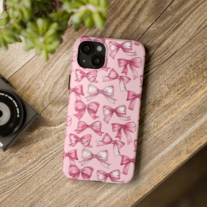 Pink Bows Phone Case for iPhone - Lightweight, Impact Resistant, Wireless Charging Compatible