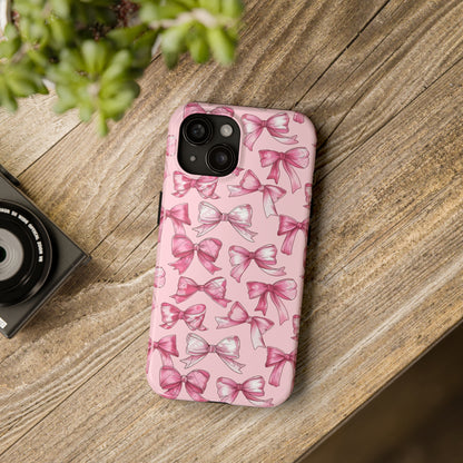 Pink Bows Phone Case for iPhone - Lightweight, Impact Resistant, Wireless Charging Compatible