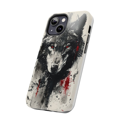 Asemic Writing Style Wolf Phone Case for iPhone - Lightweight, Impact Resistant, Wireless Charging Compatible