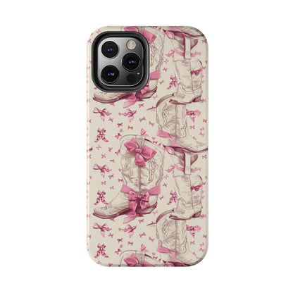 Bows and Boots Phone Case for iPhone - Lightweight, Impact Resistant, Wireless Charging Compatible