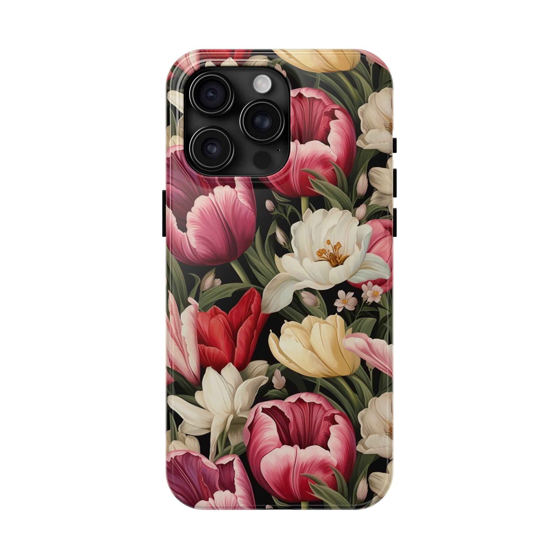 AI Tulip Pattern Phone Case for iPhone - Lightweight, Impact Resistant, Wireless Charging Compatible-AI phone case-AI By AJ