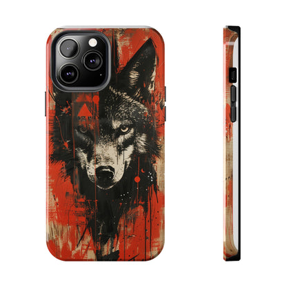 Asemic Writing Style Wolf Phone Case 3 for iPhone - Lightweight, Impact Resistant, Wireless Charging Compatible