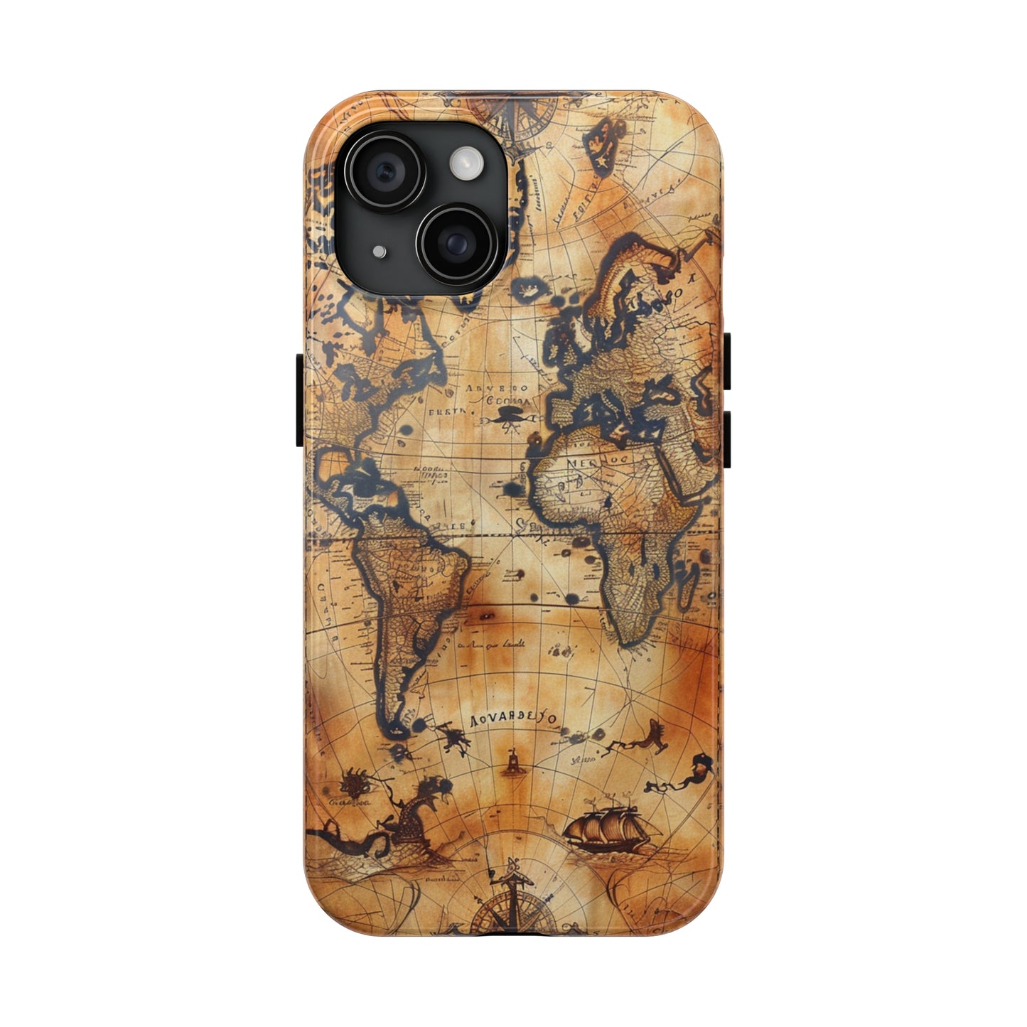 Ancient Map Phone Case for iPhone - Lightweight, Impact Resistant, Wireless Charging Compatible