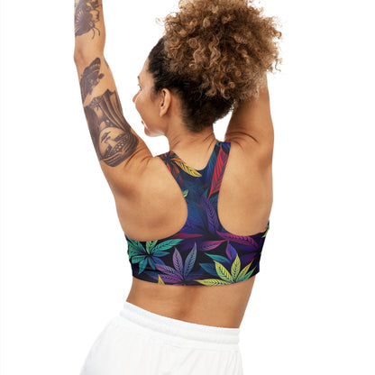 Weed Leaf Seamless Sports Bra