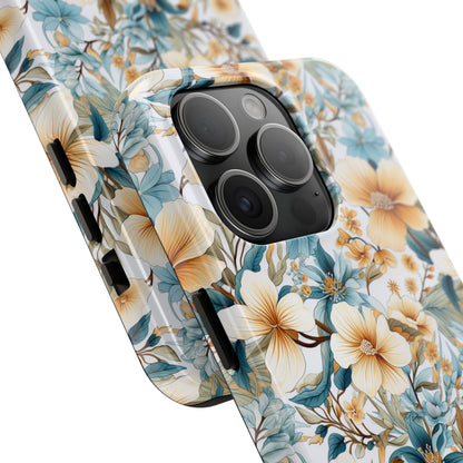 AI Magnolias Floral Pattern Phone Case for iPhone - Lightweight, Impact Resistant, Wireless Charging Compatible