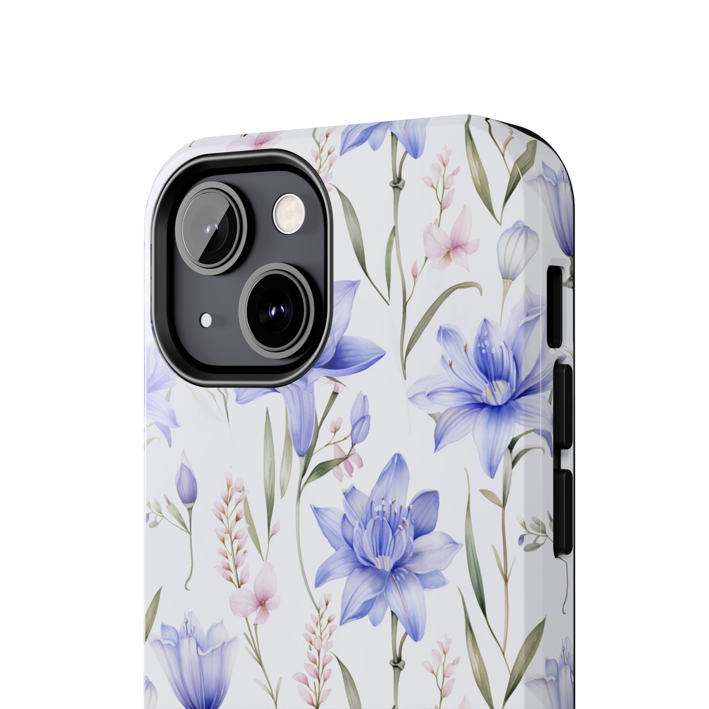 AI Bluebell Pattern Phone Case for iPhone - Lightweight, Impact Resistant, Wireless Charging Compatible