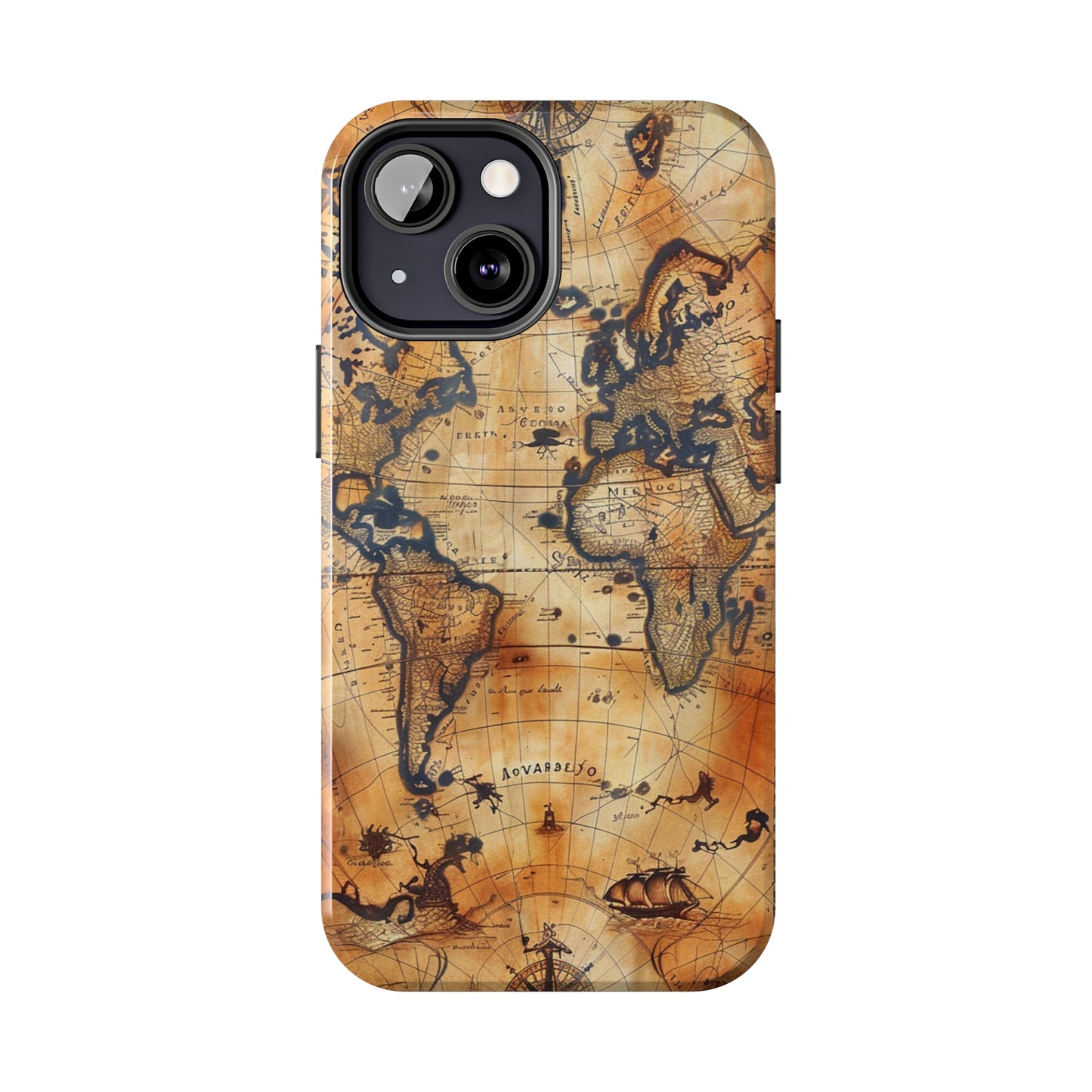 Ancient Map Phone Case for iPhone - Lightweight, Impact Resistant, Wireless Charging Compatible