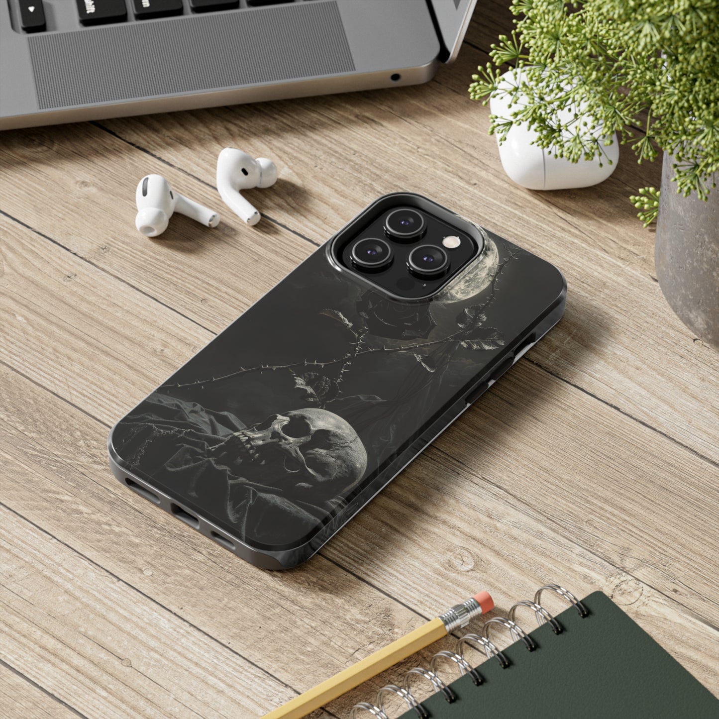 Gothic Elegance Phone Case for iPhone - Lightweight, Impact Resistant, Wireless Charging Compatible