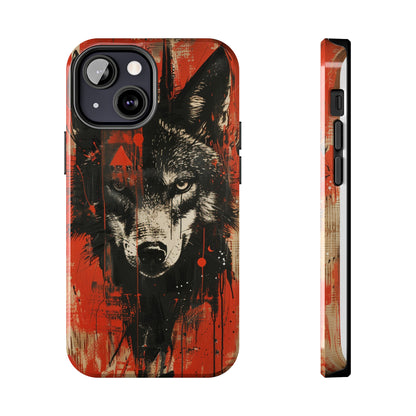 Asemic Writing Style Wolf Phone Case 3 for iPhone - Lightweight, Impact Resistant, Wireless Charging Compatible