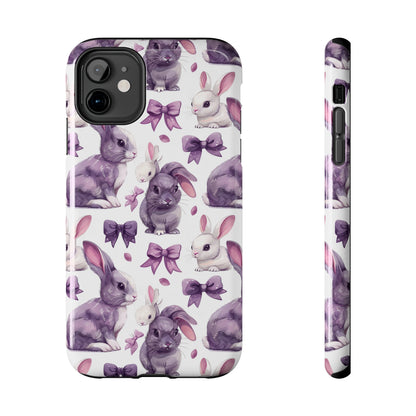 Bunnies and Bows Phone Case for iPhone - Lightweight, Impact Resistant, Wireless Charging Compatible