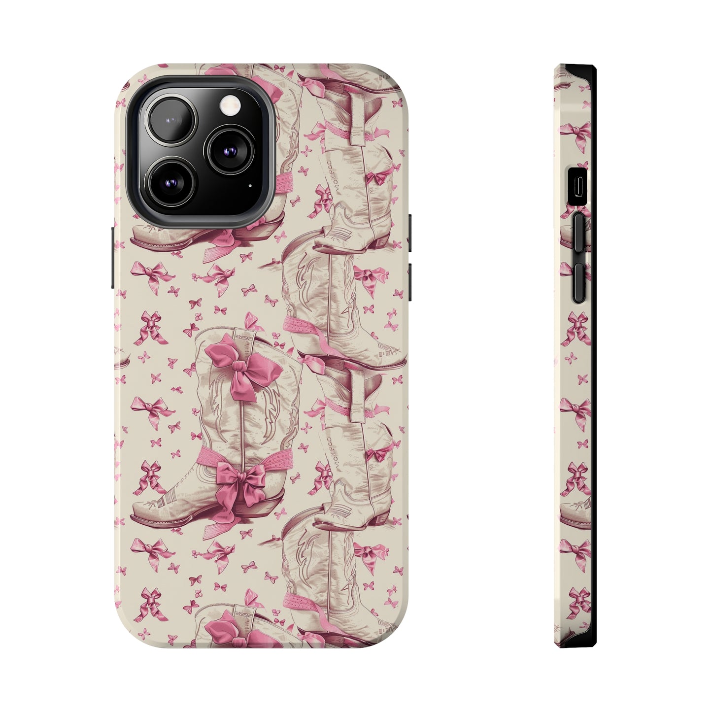 Bows and Boots Phone Case for iPhone - Lightweight, Impact Resistant, Wireless Charging Compatible