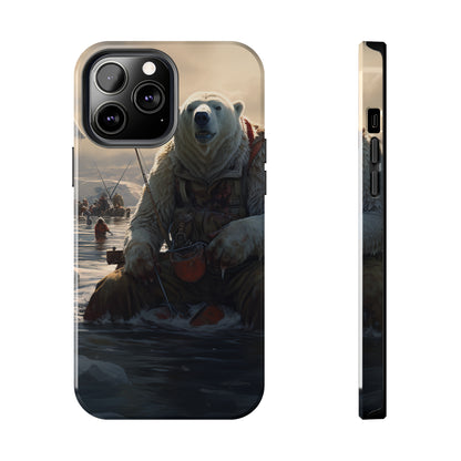 Fishing Polar Bear Phone Case for iPhone - Lightweight, Impact Resistant, Wireless Charging Compatible