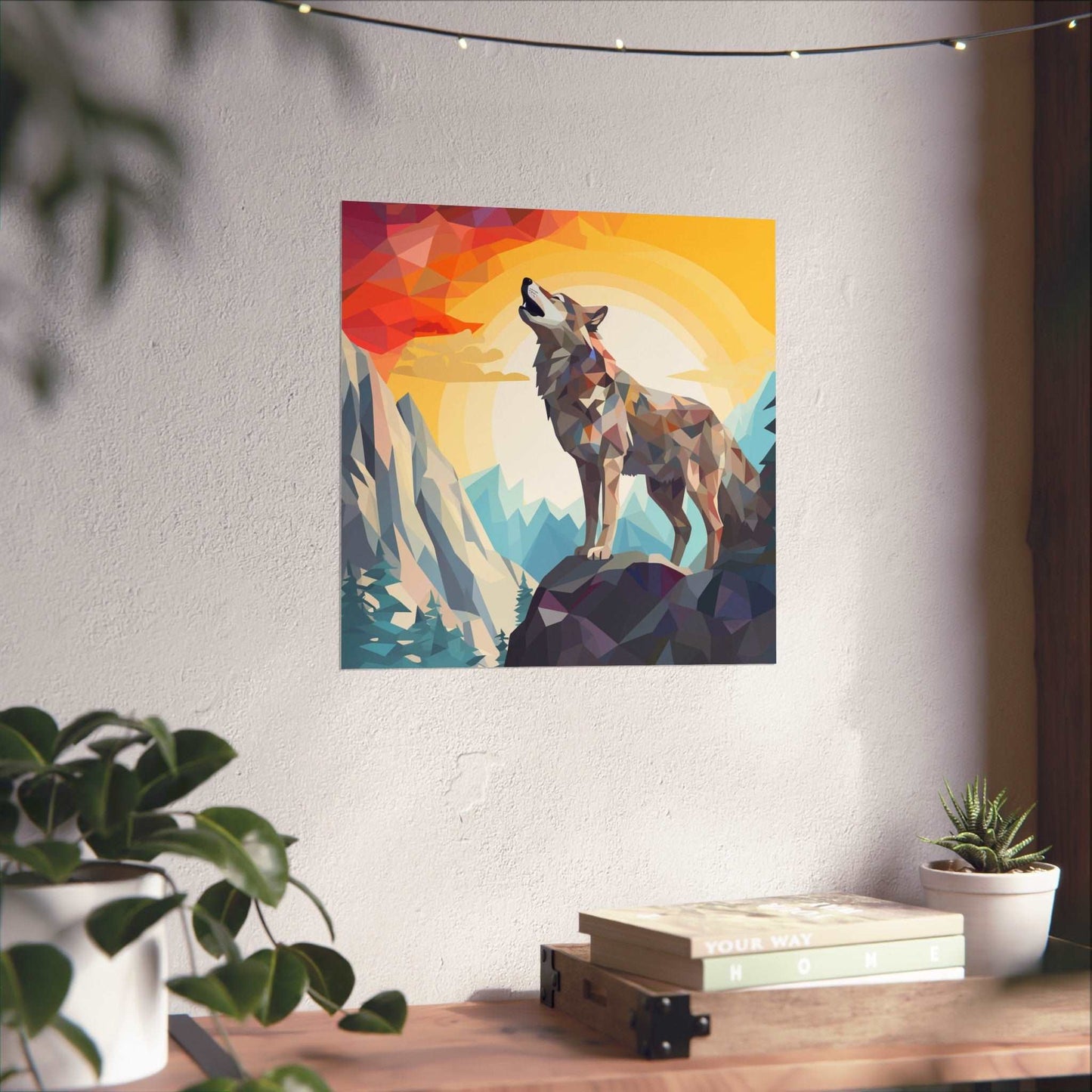 Fine Art Wolf Poster - Wildlife Art Print with Geometric Shapes!!! Wolves artwork!!!