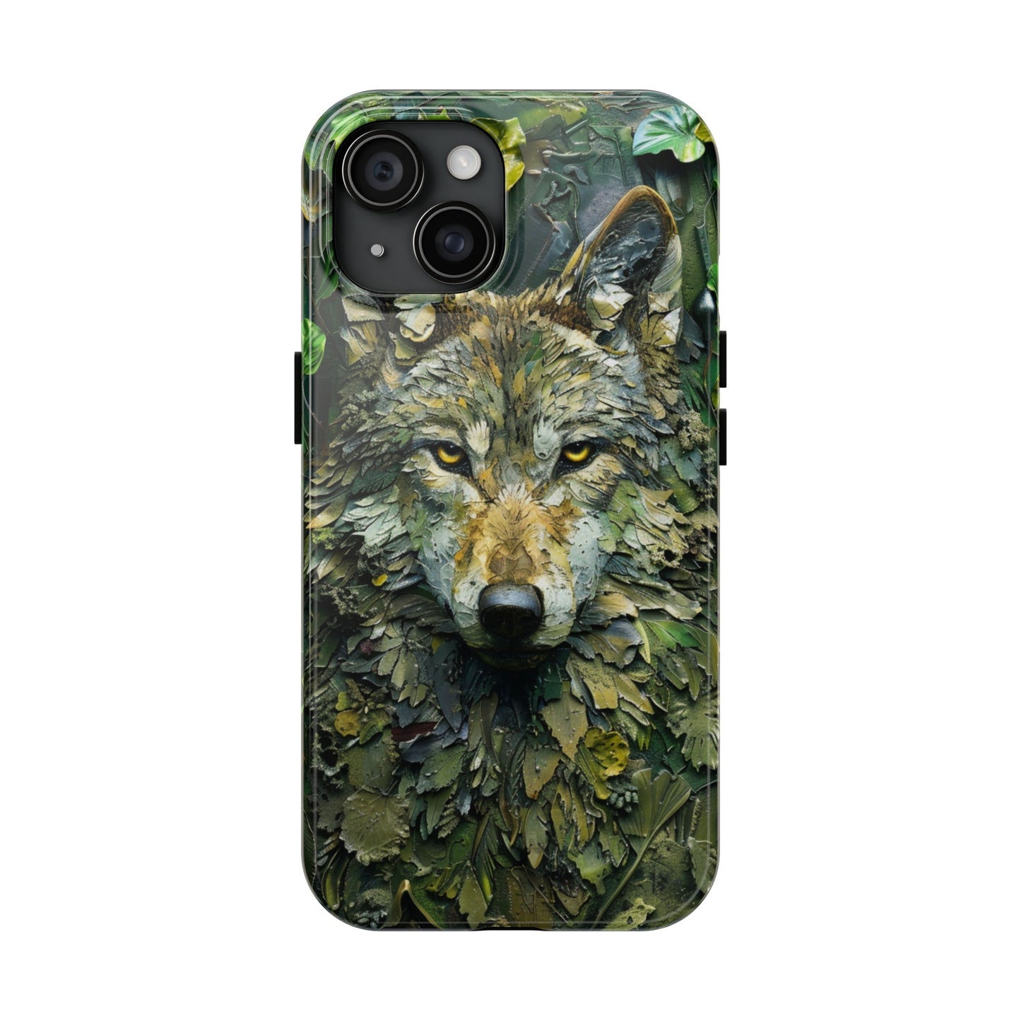 The Arte Povera Style Wolf Head Phone Case for iPhone - Lightweight, Impact Resistant, Wireless Charging Compatible