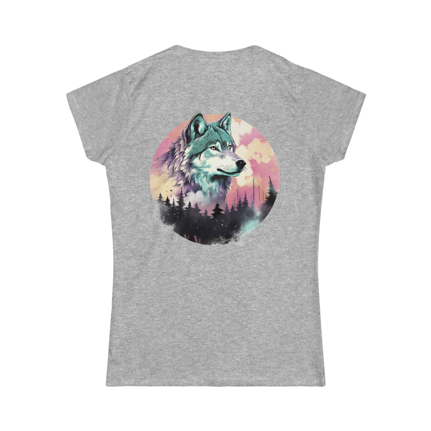 Women's Softstyle Watercolor Majestic Wolf Tee, Mythical Creatures, Gift for Women, Woman's T-shirt