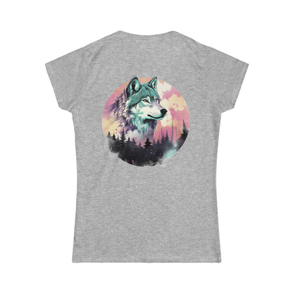 Women's Softstyle Watercolor Majestic Wolf Tee, Mythical Creatures, Gift for Women, Woman's T-shirt