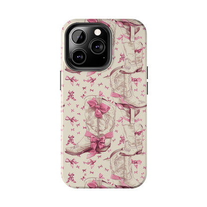 Bows and Boots Phone Case for iPhone - Lightweight, Impact Resistant, Wireless Charging Compatible