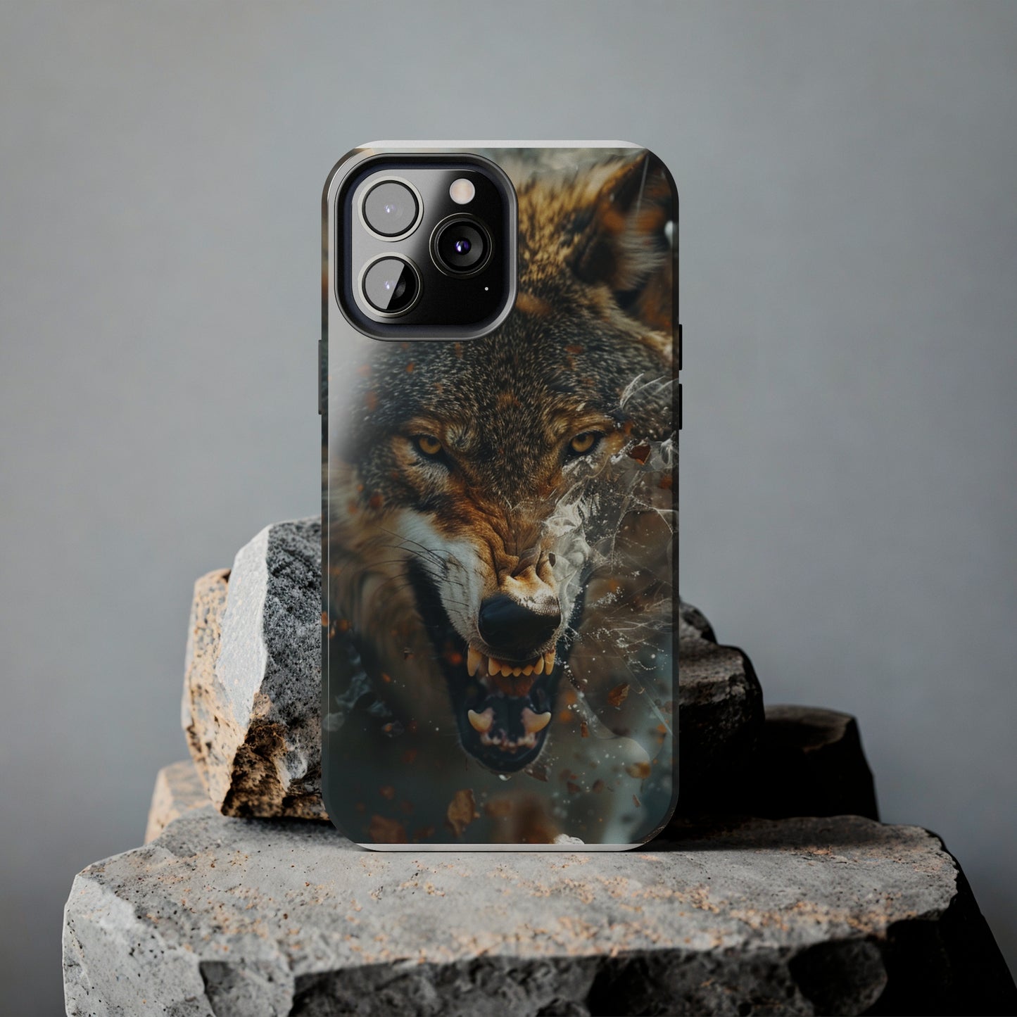 Wolf Ripping Through Phone Case for iPhone - Lightweight, Impact Resistant, Wireless Charging Compatible