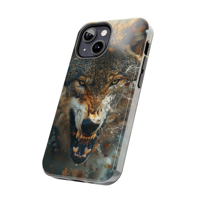 Wolf Ripping Through Phone Case for iPhone - Lightweight, Impact Resistant, Wireless Charging Compatible