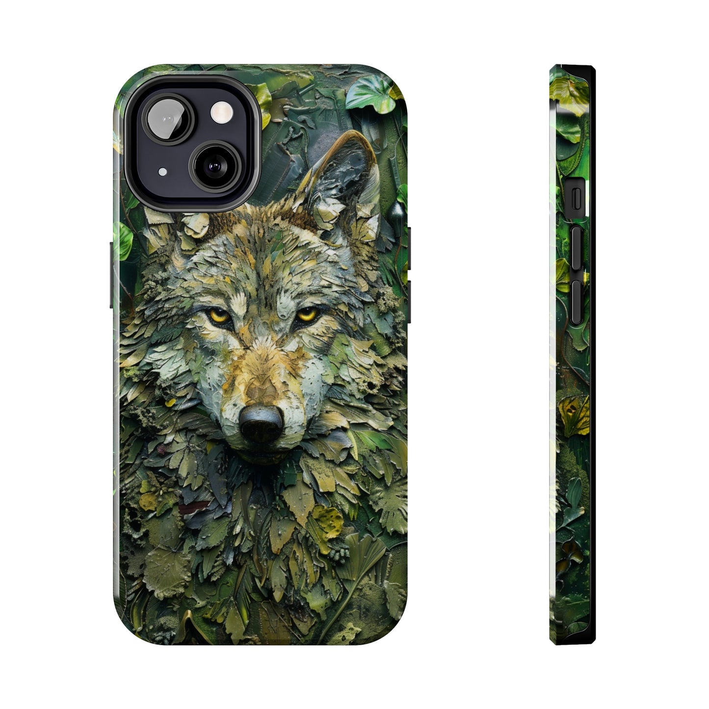 The Arte Povera Style Wolf Head Phone Case for iPhone - Lightweight, Impact Resistant, Wireless Charging Compatible