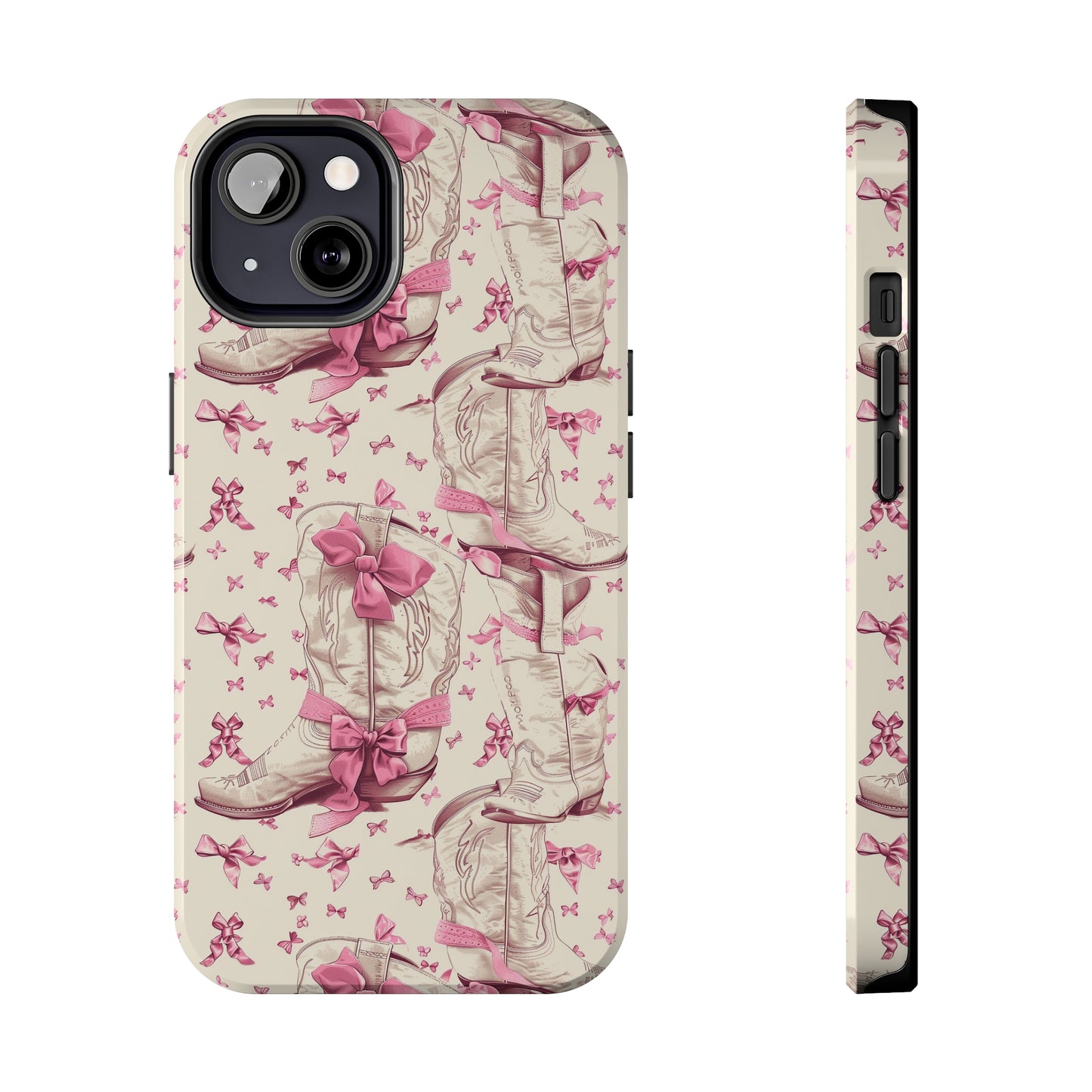 Bows and Boots Phone Case for iPhone - Lightweight, Impact Resistant, Wireless Charging Compatible