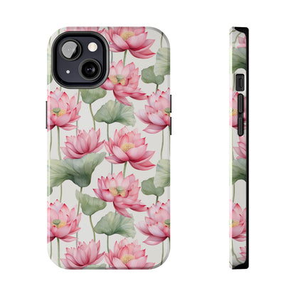 AI Lotus Flower Pattern Phone Case for iPhone - Lightweight, Impact Resistant, Wireless Charging Compatible