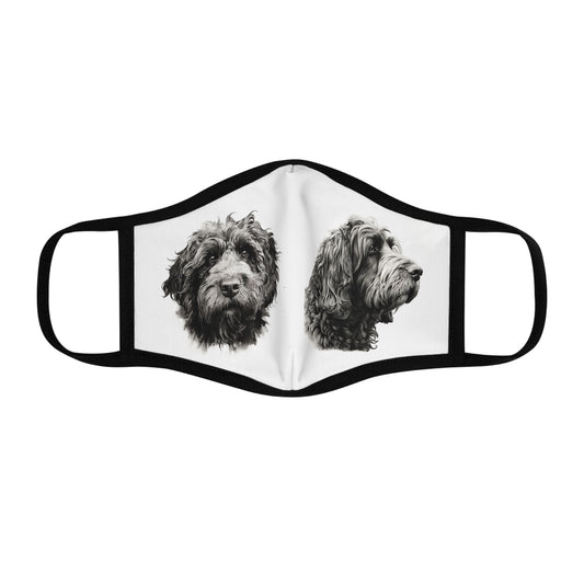 Fitted Polyester Face Mask with Dog Sketches - Dog Face Mask, reusable face mask, washable face mask.