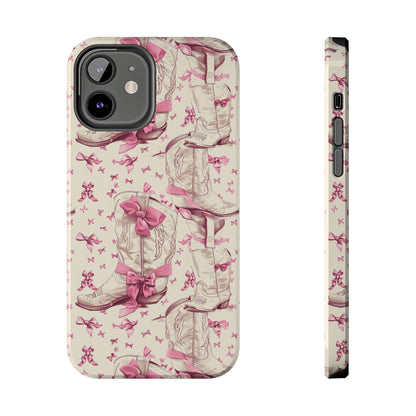 Bows and Boots Phone Case for iPhone - Lightweight, Impact Resistant, Wireless Charging Compatible