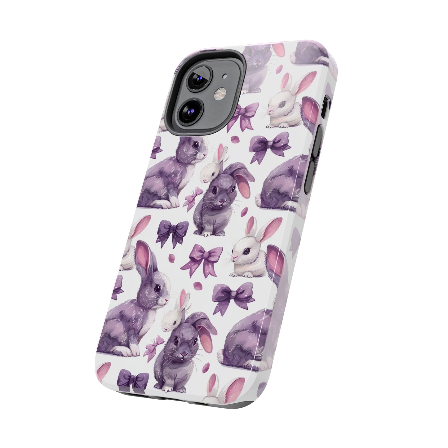 Bunnies and Bows Phone Case for iPhone - Lightweight, Impact Resistant, Wireless Charging Compatible