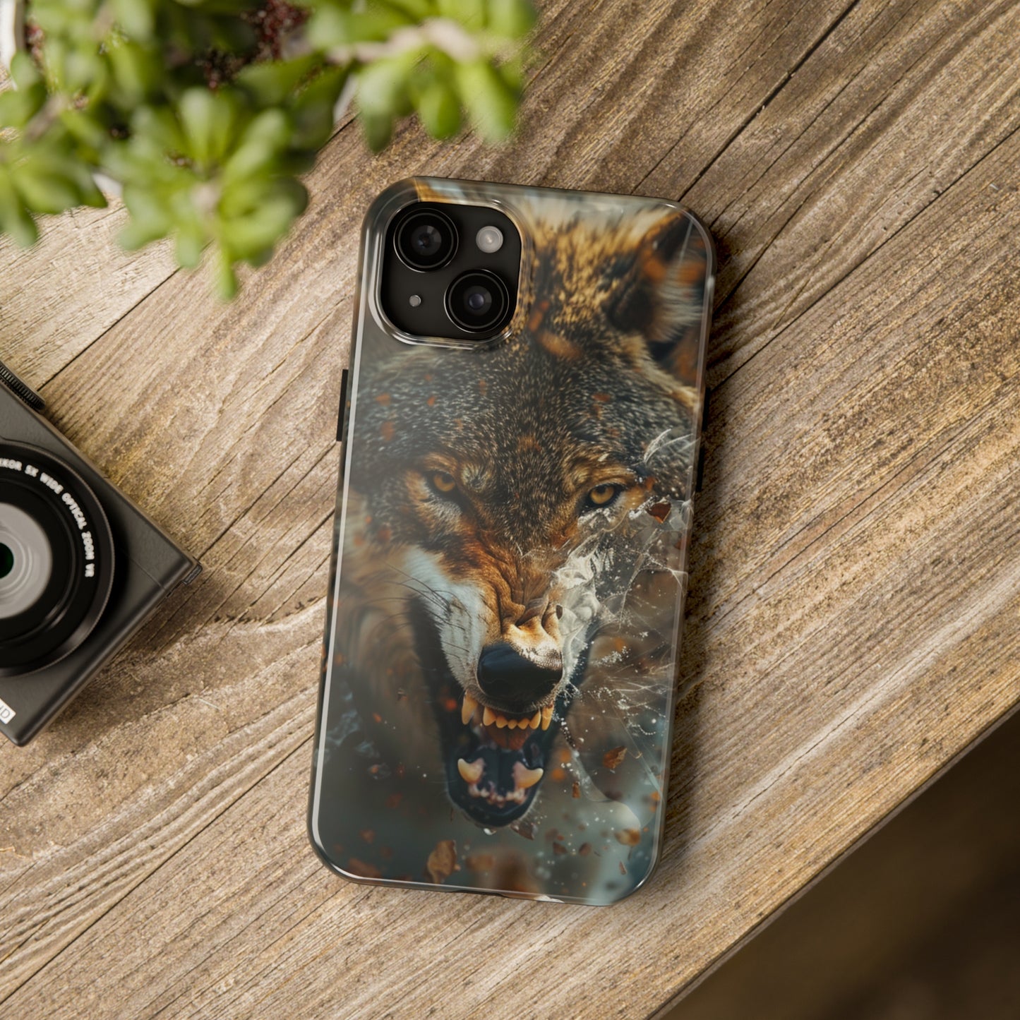 Wolf Ripping Through Phone Case for iPhone - Lightweight, Impact Resistant, Wireless Charging Compatible