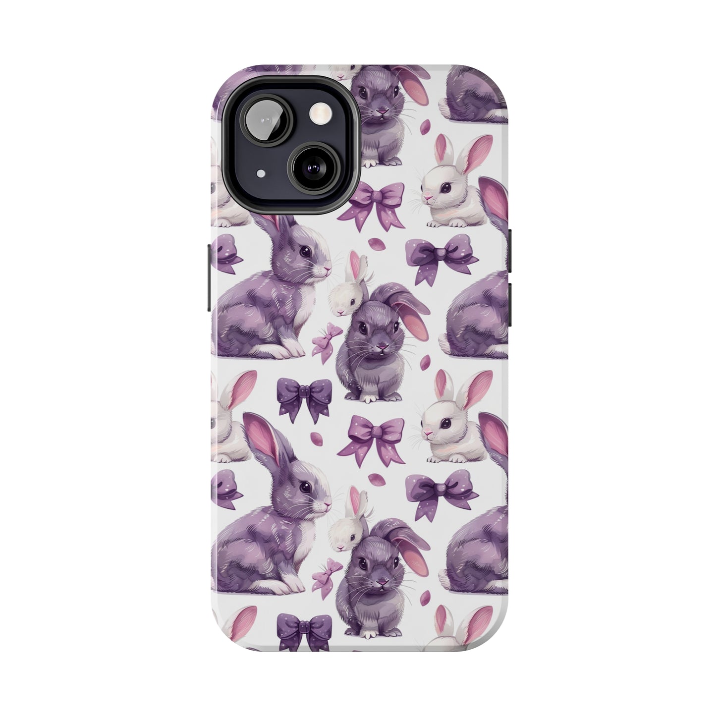 Bunnies and Bows Phone Case for iPhone - Lightweight, Impact Resistant, Wireless Charging Compatible