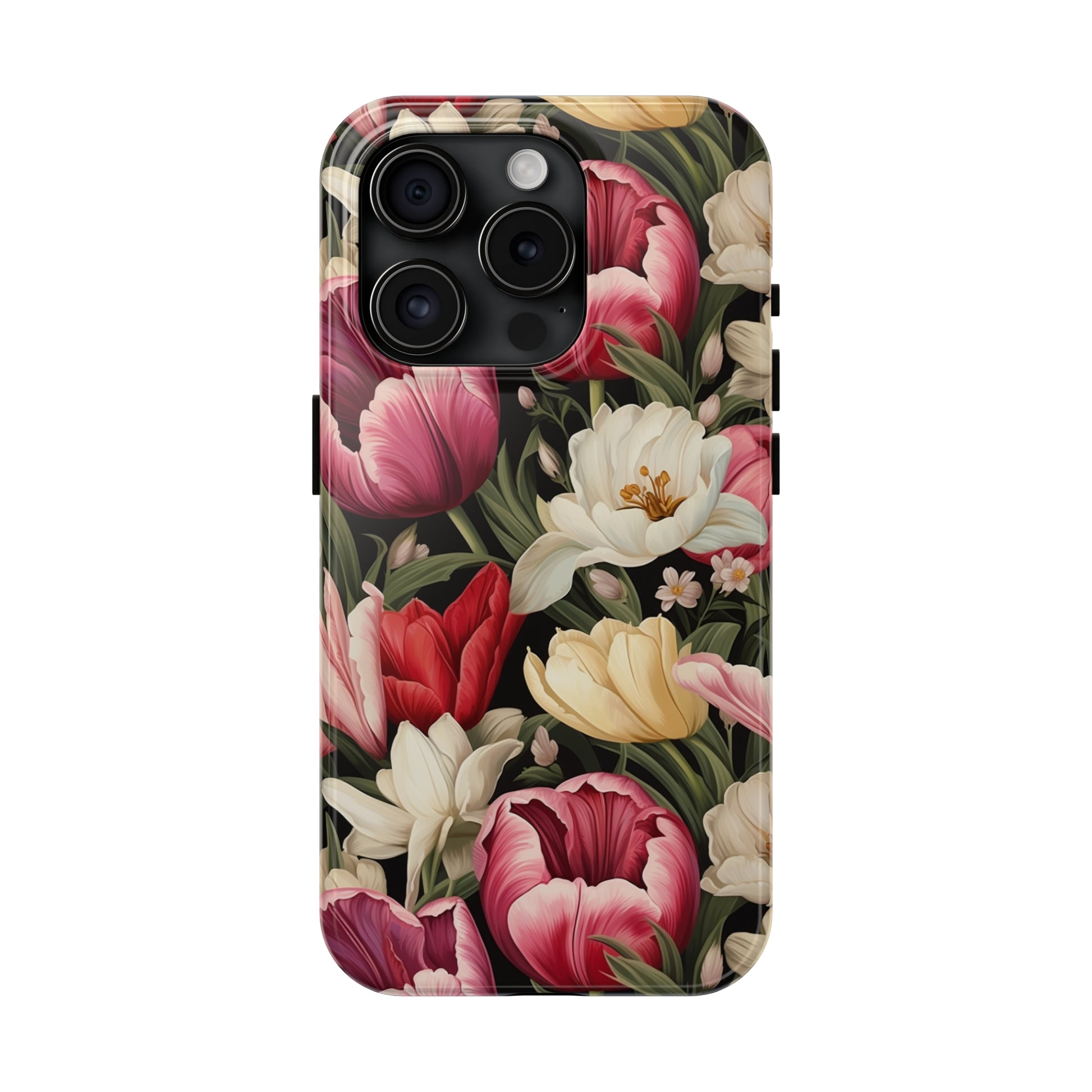 AI Tulip Pattern Phone Case for iPhone - Lightweight, Impact Resistant, Wireless Charging Compatible-AI phone case-AI By AJ