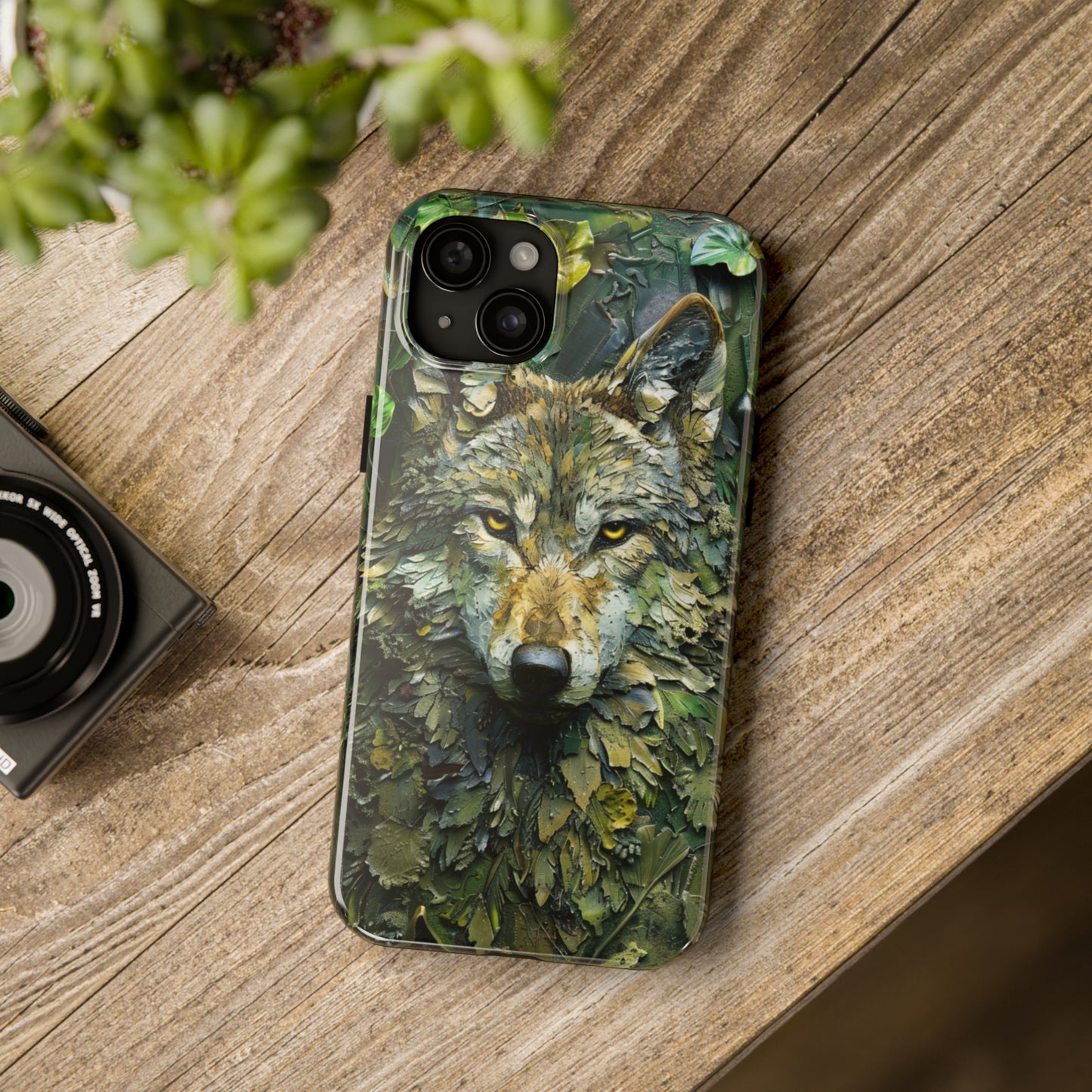 The Arte Povera Style Wolf Head Phone Case for iPhone - Lightweight, Impact Resistant, Wireless Charging Compatible