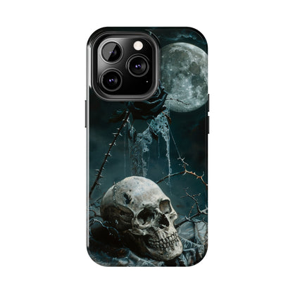 Gothic Skull and Black Rose Phone Case for iPhone - Lightweight, Impact Resistant, Wireless Charging Compatible