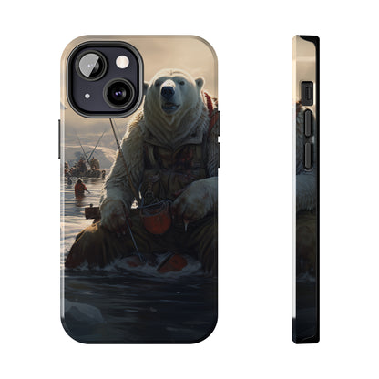 Fishing Polar Bear Phone Case for iPhone - Lightweight, Impact Resistant, Wireless Charging Compatible