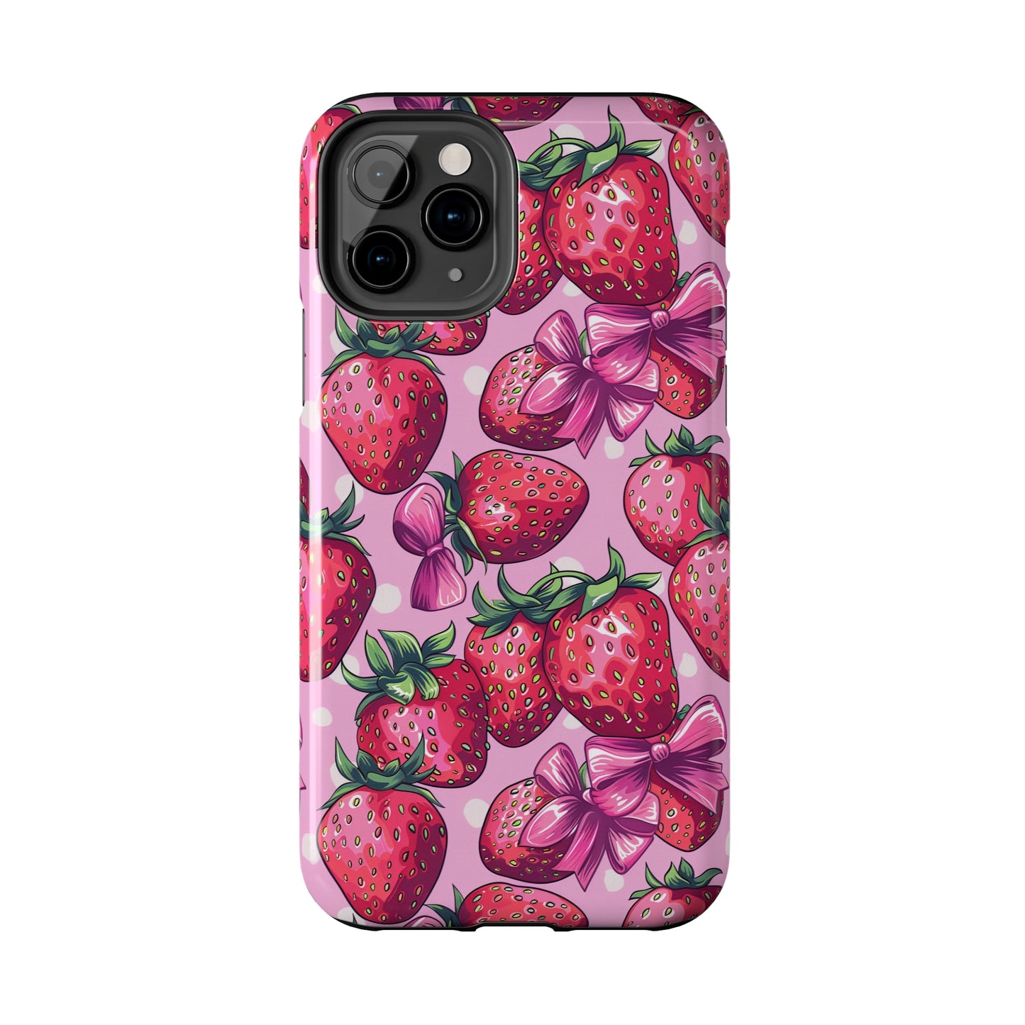 Bows and Berries Phone Case for iPhone - Lightweight, Impact Resistant, Wireless Charging Compatible