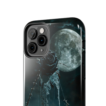 Gothic Skull and Black Rose Phone Case for iPhone - Lightweight, Impact Resistant, Wireless Charging Compatible