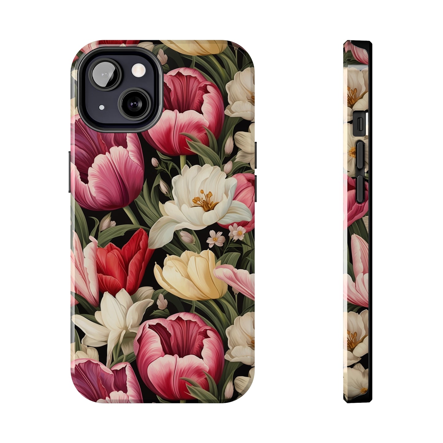 AI Tulip Pattern Phone Case for iPhone - Lightweight, Impact Resistant, Wireless Charging Compatible-AI phone case-AI By AJ