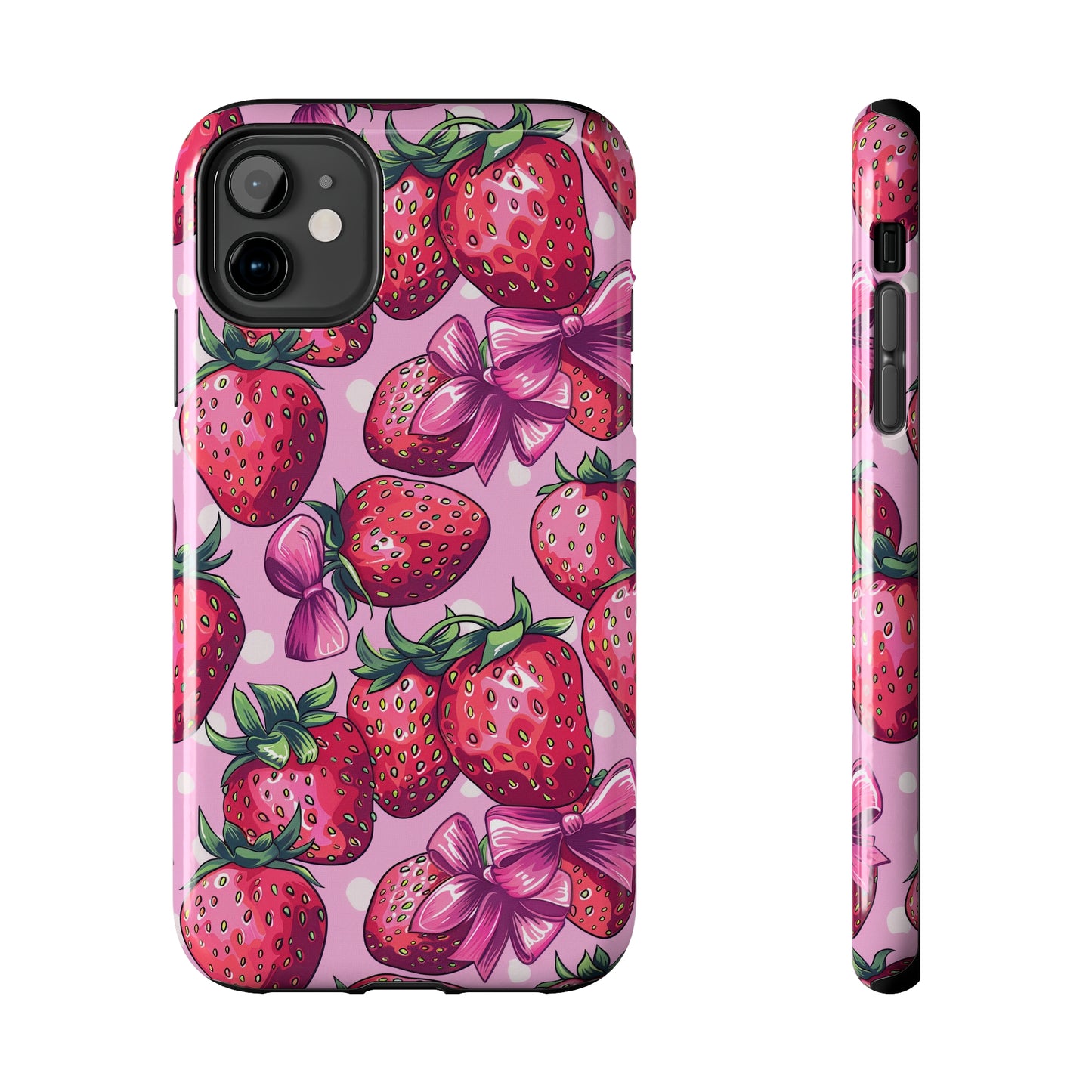 Bows and Berries Phone Case for iPhone - Lightweight, Impact Resistant, Wireless Charging Compatible