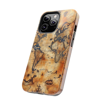 Ancient Map Phone Case for iPhone - Lightweight, Impact Resistant, Wireless Charging Compatible