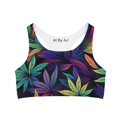 Weed Leaf Seamless Sports Bra