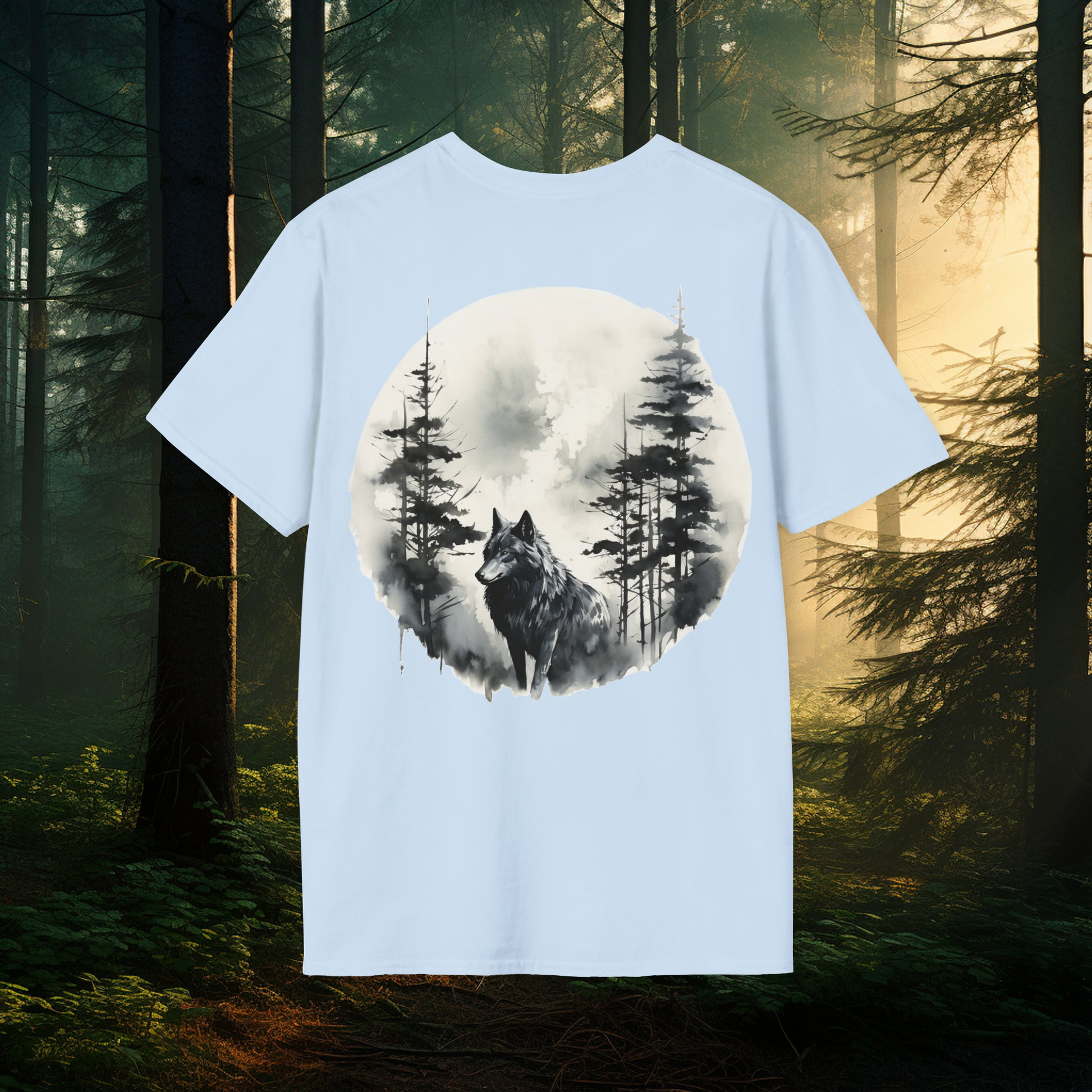 Unisex Mythical Creature Wolf tshirt with Dual Wolf Imagery: Wolf Tee, Wolf T-shirt, Wolf shirt